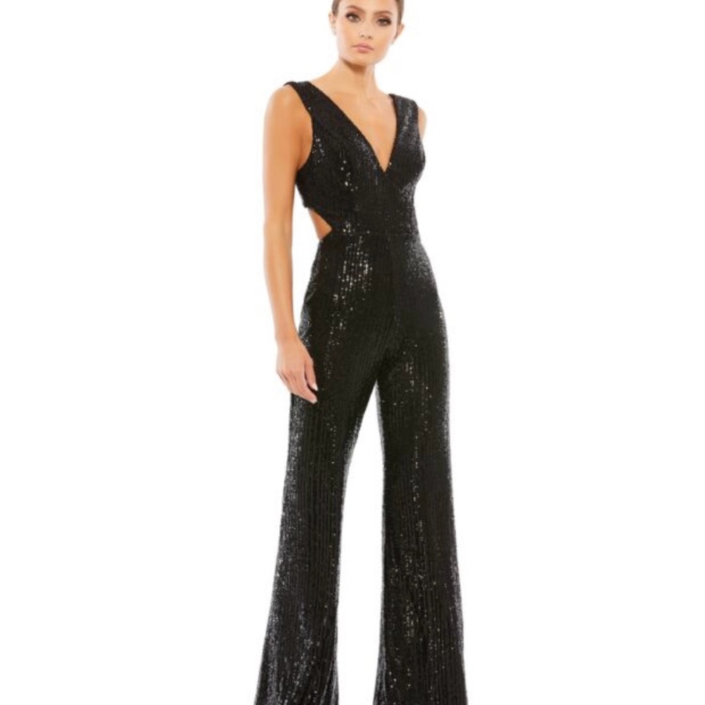 IEENA for Mac Duggal Cutout Back Sequin Jumpsuit